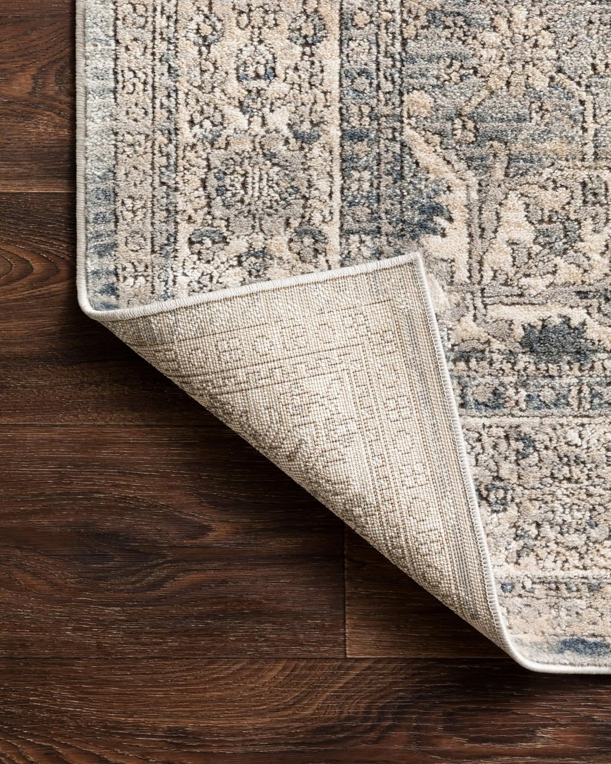 Loloi II Teagan Collection TEA-04 Sky/Natural 6'-7' x 9'-2', .25' Thick, Area Rug, Soft, Durable, Neutral, Woven, Low Pile, Non-Shedding, Easy Clean, Living Room Rug