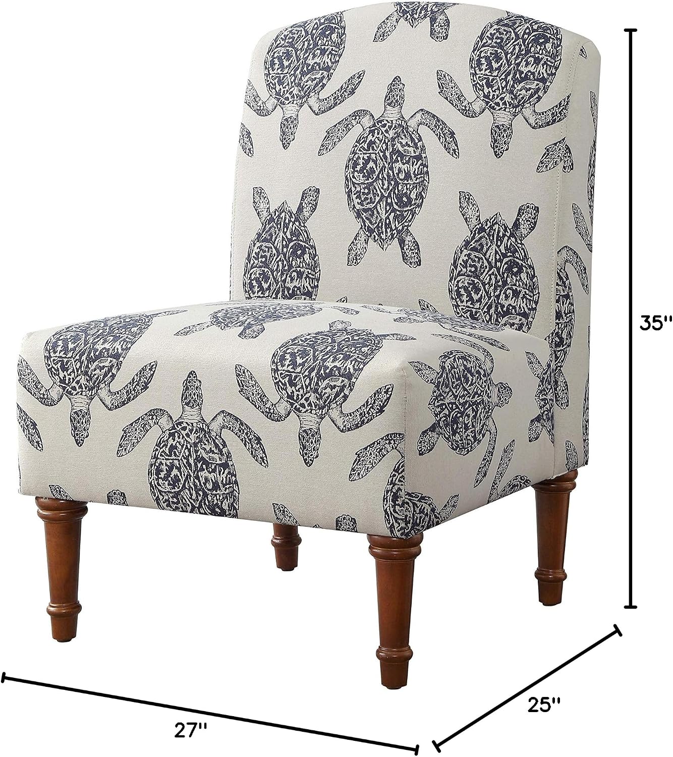 Powell Company Powell Markay Accent Chair, 25'W x 18.75'D x 35H, Ivory with Blue Sea Turtle Pattern, Traditional, Coastal, Upholstered, Armless, 275 lbs Max Weight, Indoor Use