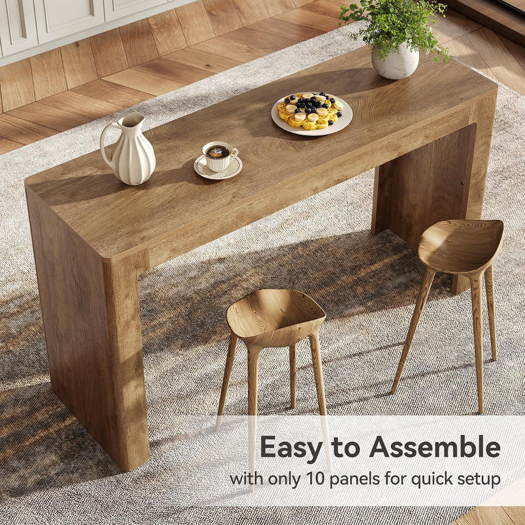 LITTLE TREE 63' Long Bar Table, Counter Height Pub Dining Table for 4-6, Modern Home Bar Unit, Rectangular High Top Table for Kitchen, Dining Room, Bistro, Balcony