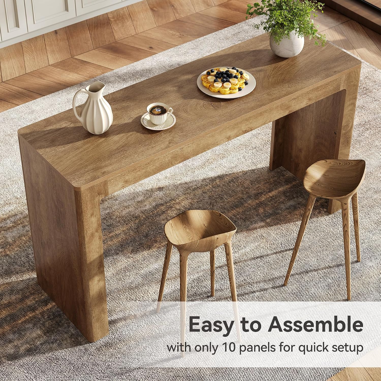 LITTLE TREE 63' Long Bar Table, Counter Height Pub Dining Table for 4-6, Modern Home Bar Unit, Rectangular High Top Table for Kitchen, Dining Room, Bistro, Balcony