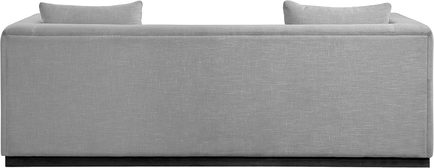Meridian Furniture 642Grey-S Alfie Collection Modern | Contemporary Sofa with Rich Grey Linen Textured Fabric, Black Finish Solid Wood Base, 90.5' W x 36' D x 28.5' H, Grey