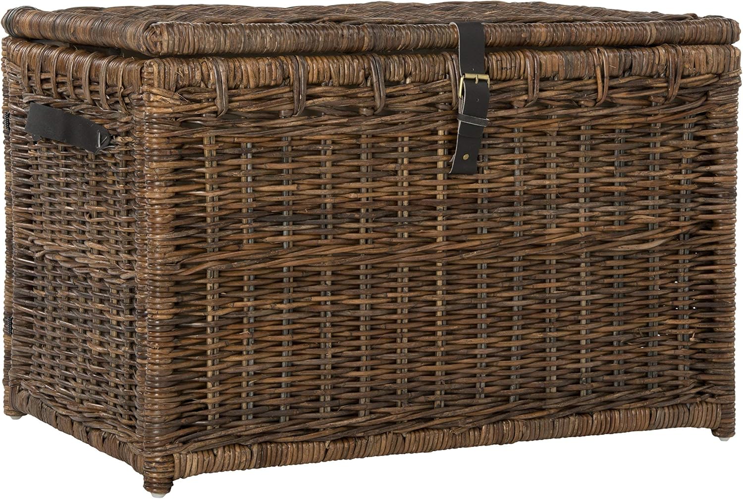 happimess HPM9004A Michael Wicker Storage Trunk Collapsible for flat storage, Rattan-Sarang Buaya, Coastal for Office, Dorm Room, Bedroom, Dining Room, 35', Brown