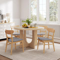 Christopher Knight Home Zeka Wooden Round Dining Table Set for 4, 5 Piece Dining Set, Dining Room Table Set for 4, Kitchen Table with Cross Leg and Upholstered Chairs, Light Grey + Natural