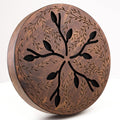 Rain-Fall Disc, 8.6 Inch (22 cm) Wooden Ocean Drum, Gentle Rain Sound for Sound Bath, Meditation & Sound Healing, Leaves & Lotus Design