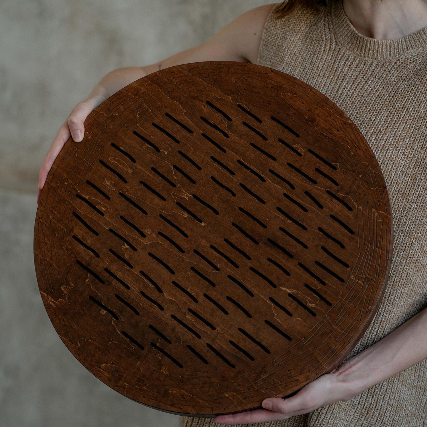 Water-Fall Disc — Wooden Ocean Drum, Storm, 19.5' (50 cm) | Deep Ocean Waves & Waterfall Sound for Sound Bath, Meditation & Sleep | With Protective Bag