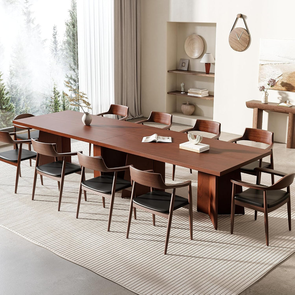 GarveeHome Dining Table for 6-8 People - 63' Modern Long Kitchen Table with Large Tabletop & Heavy Duty Pedestal Legs, Dinner Table for Kitchen, Conference Room, Home, Walnut