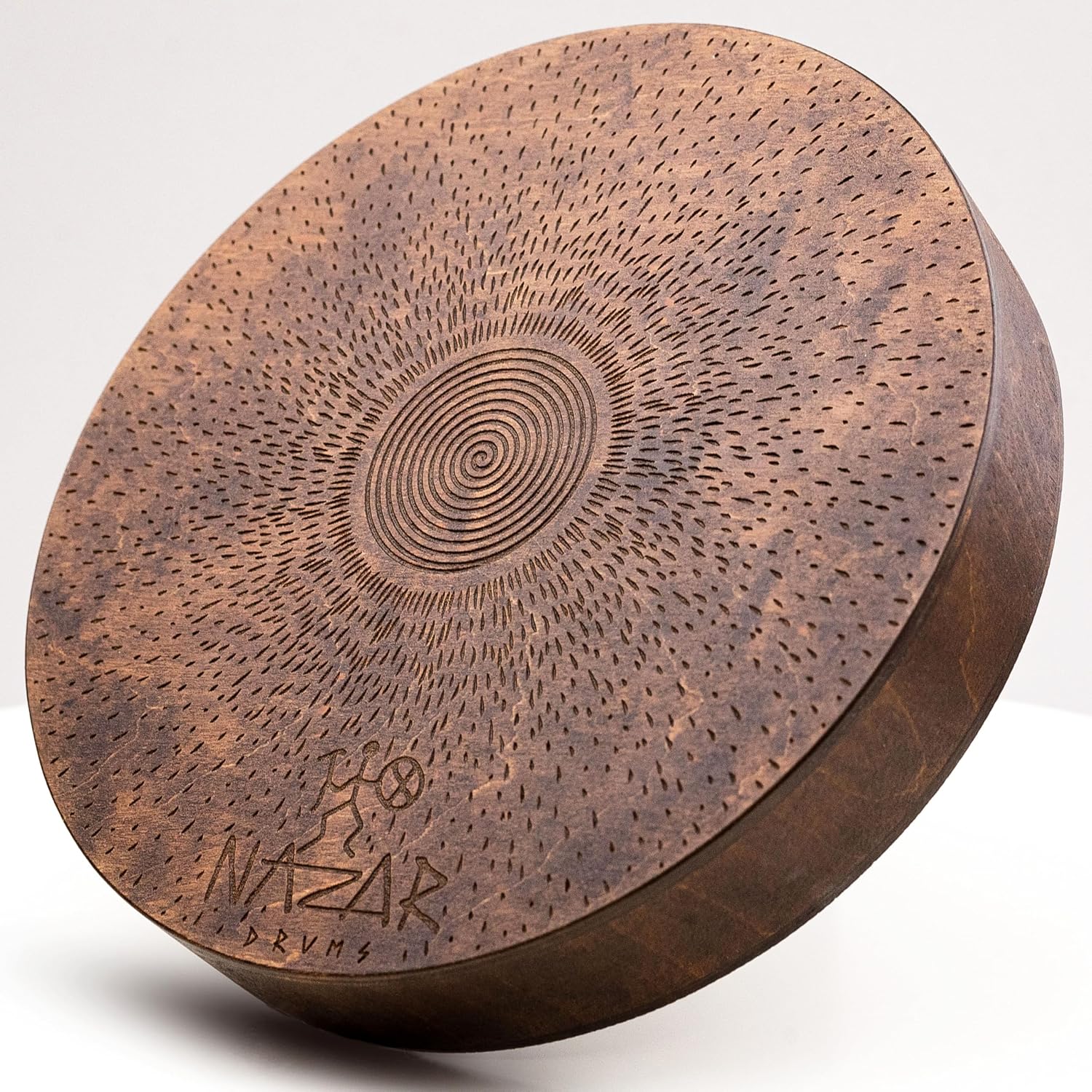 Rain-Fall Disc, 8.6 Inch (22 cm) Wooden Ocean Drum, Gentle Rain Sound for Sound Bath, Meditation & Sound Healing, Sound Ripples Design