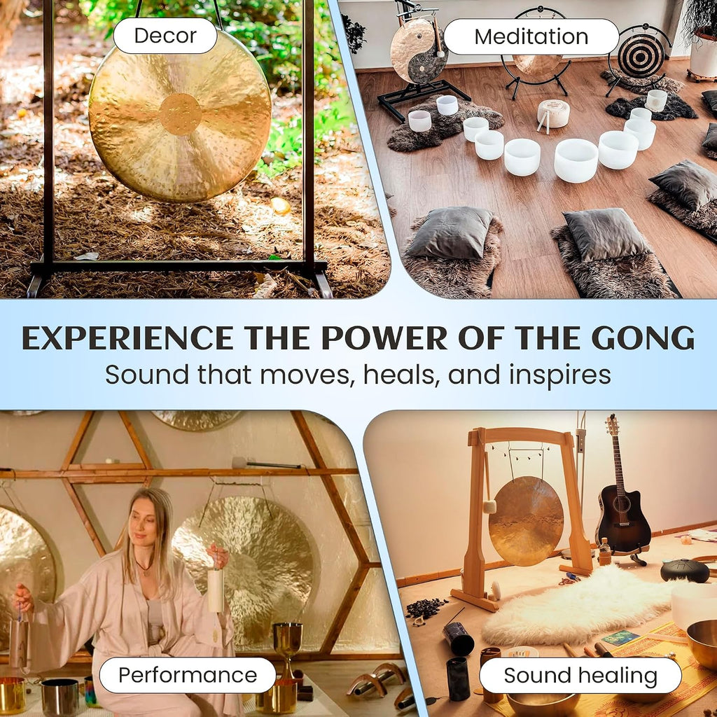 The Gong Shop Handcrafted Chinese Gong - Rich Wash & Deep Resonant Tones for Meditation, Sound Healing, Yoga or Home Decor - Stand Not Included (60' Wind Gong)