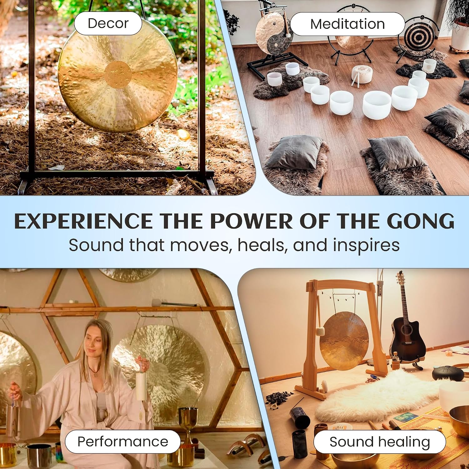 The Gong Shop Handcrafted Chinese Gong - Rich Wash & Deep Resonant Tones for Meditation, Sound Healing, Yoga or Home Decor - Stand Not Included (60' Wind Gong)