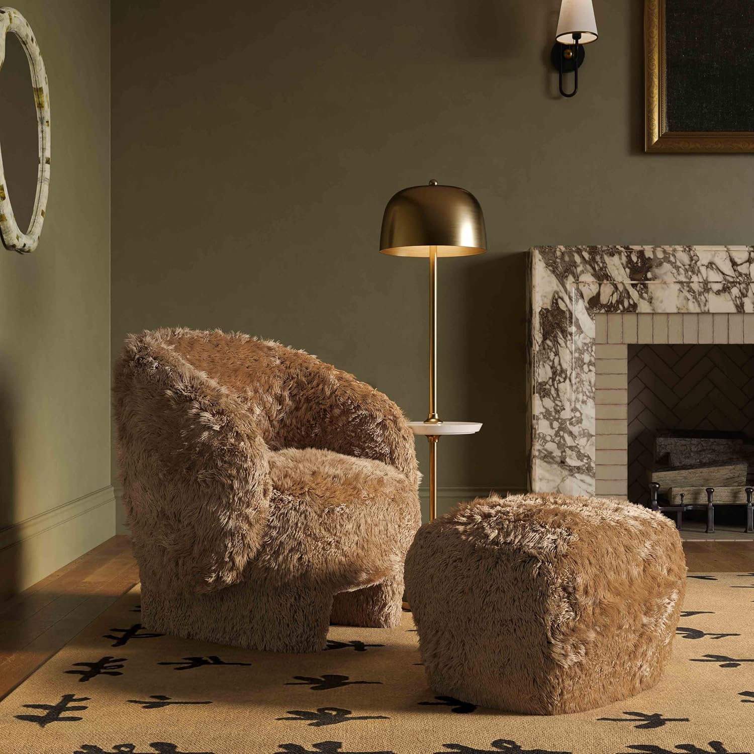 Tov Furniture Kiki Dark Taupe Vegan Shearling Accent Chair