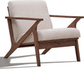 Zola Mid Century Modern Accent Chair Arm Chair: The Perfect Reading, Living Room, and Bedroom Chairs for Modern Home Furniture Use! Solid Wood Frame, Beige/Walnut