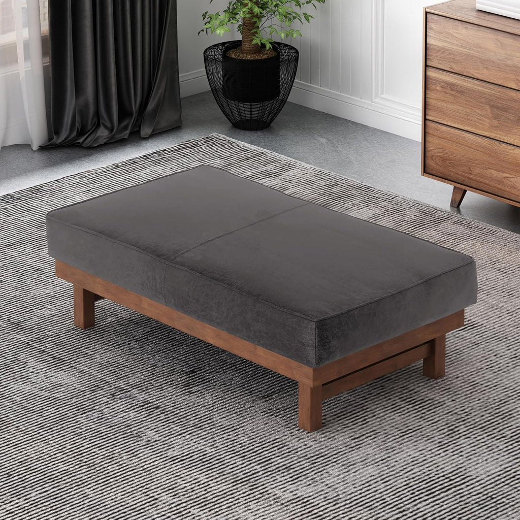 Christopher Knight Home Hillman Cocktail Ottoman, Slate + Walnut