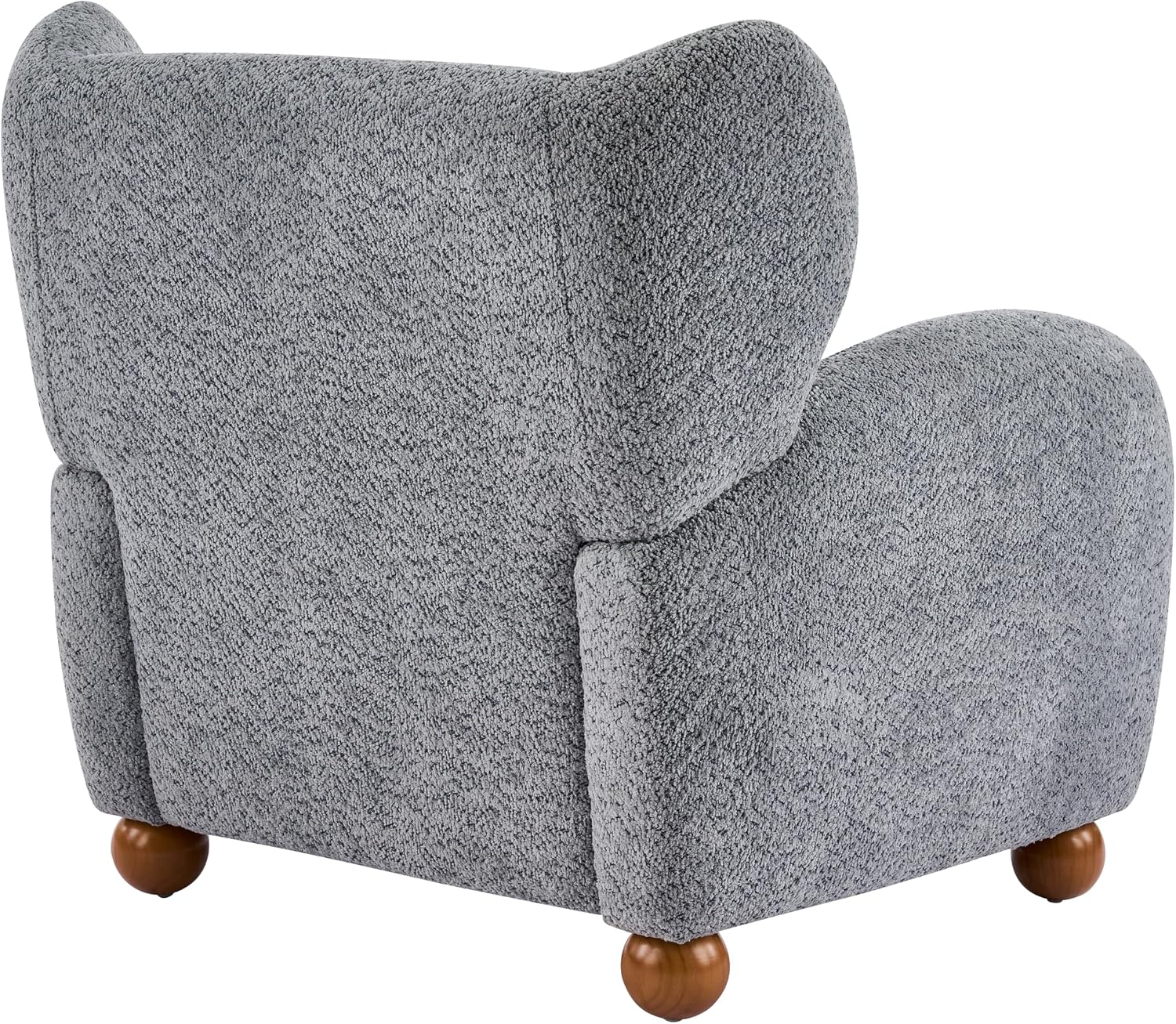 Christopher Knight Home Aiden Boucle Wingback Accent Chair, Fabric Upholstered Club Chair with Wooden Frame, Comfy Reading Chair for Living Room/Bedroom, Dusty Blue+Walnut