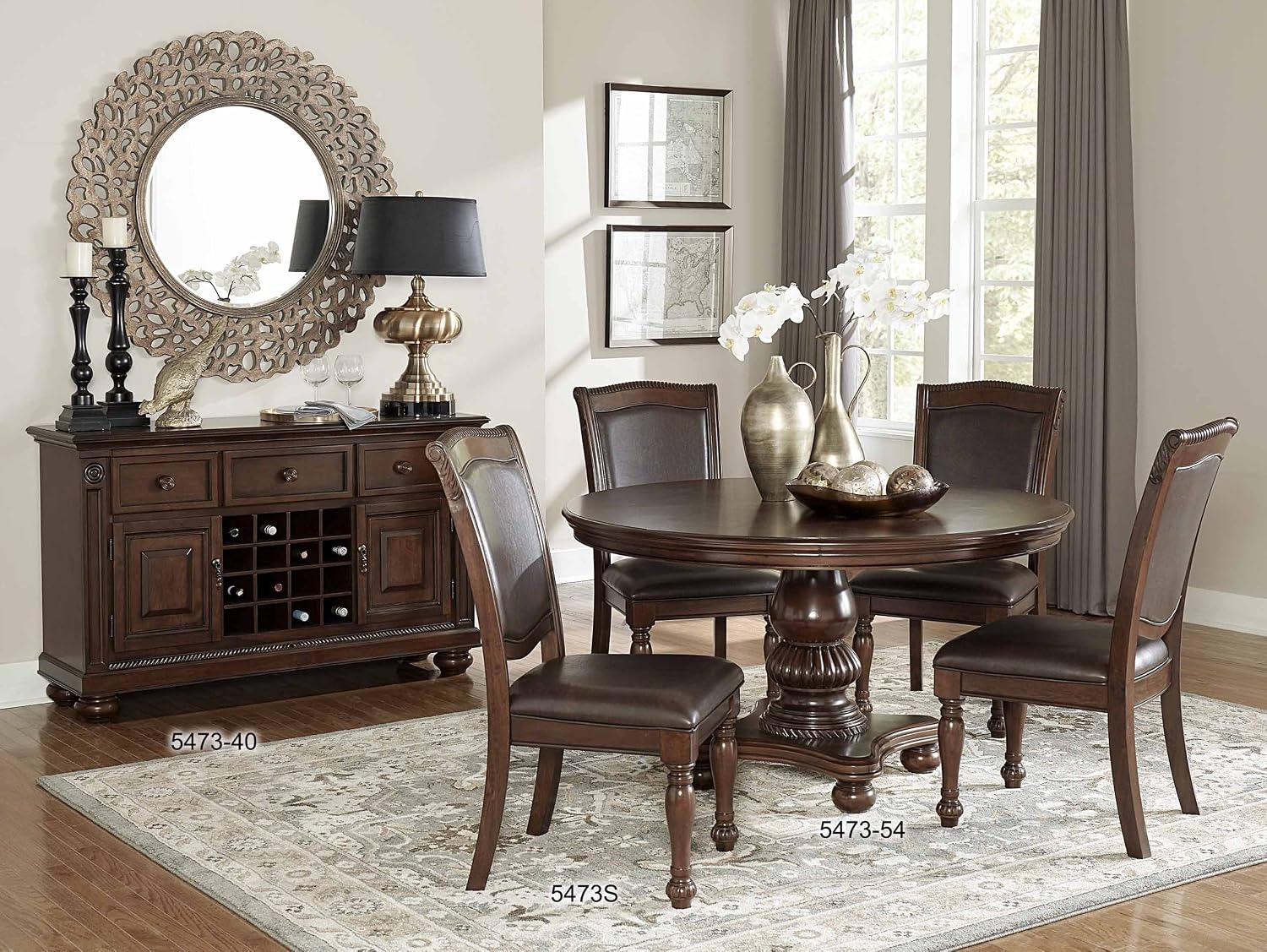 Homelegance Lordsburg Round Dining Table, Cherry, 54'