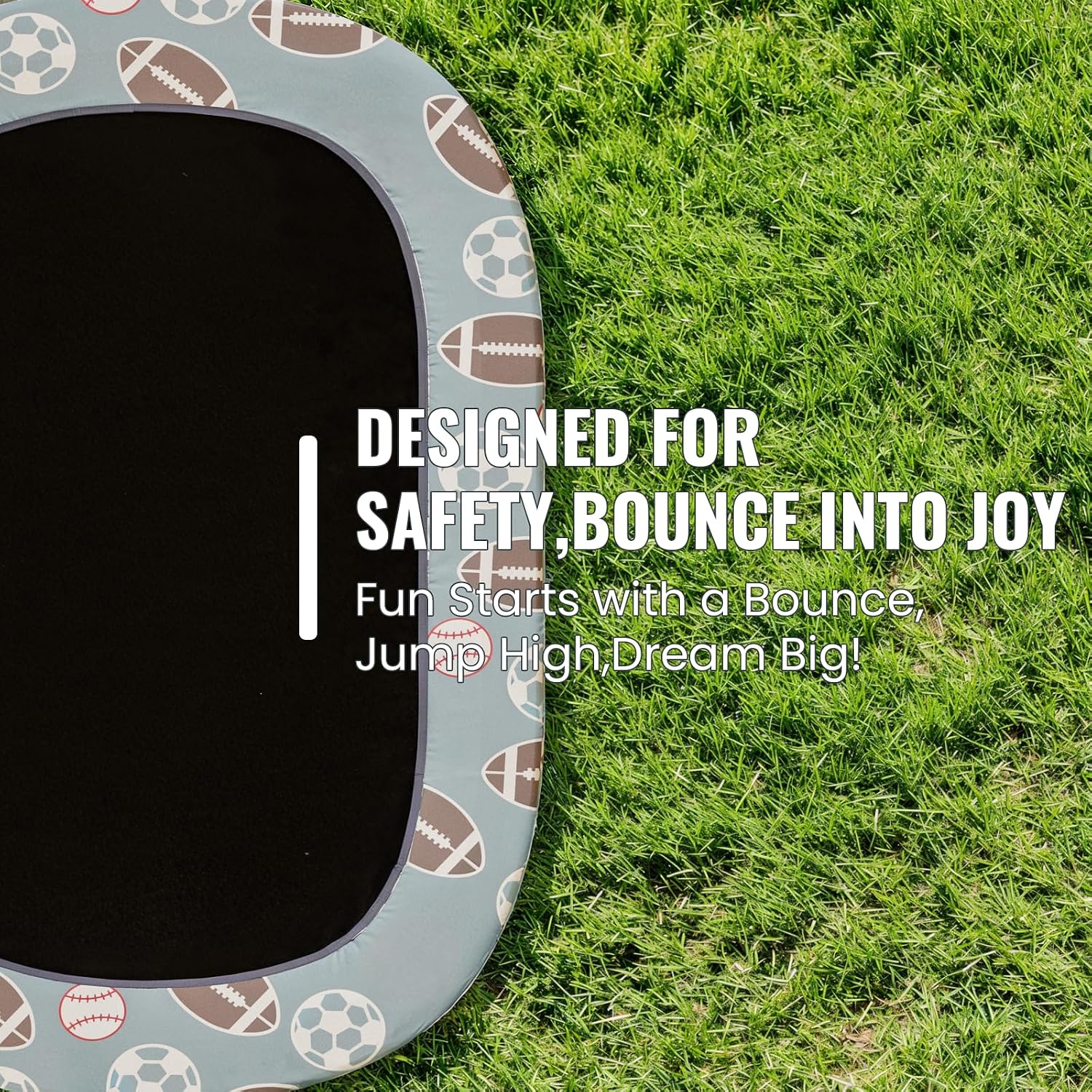 LAMERGE 55' 7-in-1 Round Trampoline for Kids Boys & Girls Ages 1-8, Indoor & Outdoor Trampoline for Fun, Adjustable Height Handrail ＆ Enclosed Safety Net ＆ Durable Designs for Toddlers Children