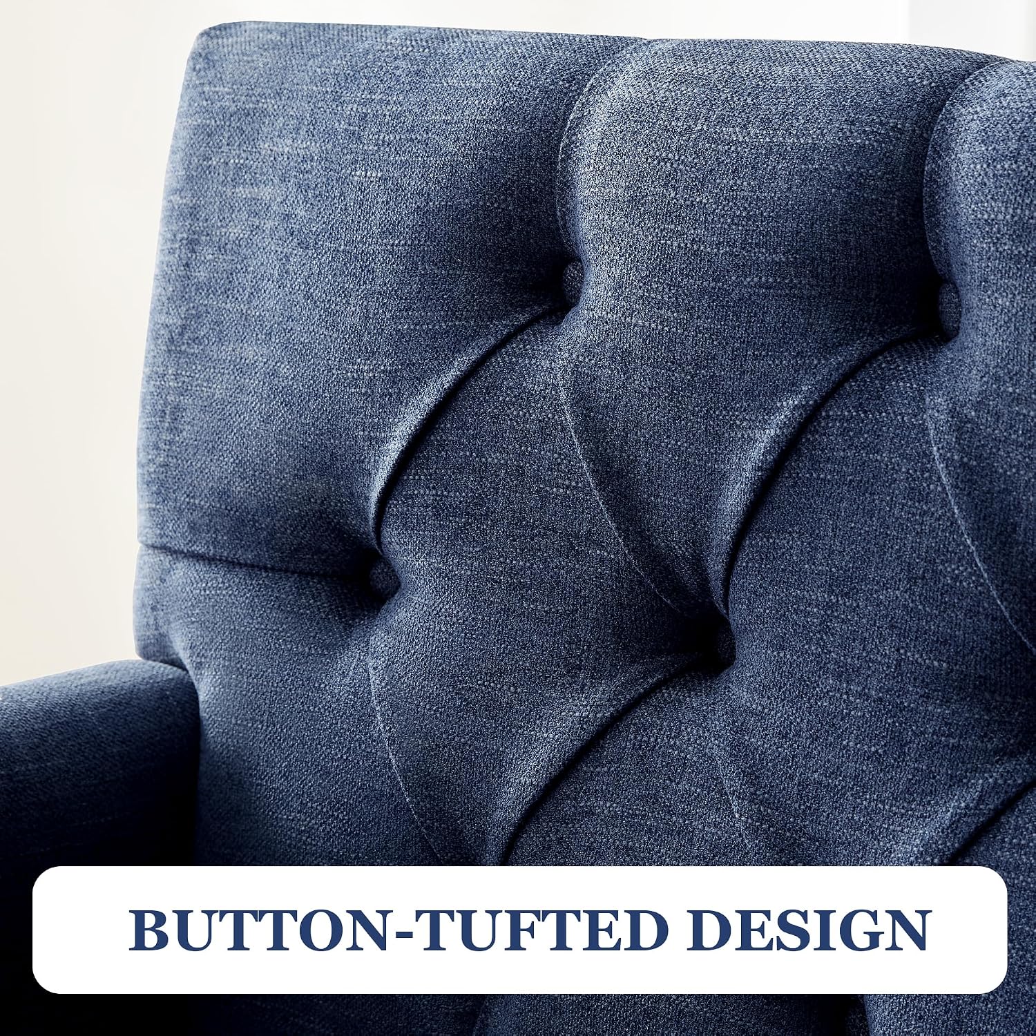 HUIMO Set of 2 Accent Chairs for Living Room, Tufted Upholstered Club Chairs with Lumbar Pillows, Vintage Reading Armchairs with Solid Wood Legs for Bedroom Apartment, Indigo Blue