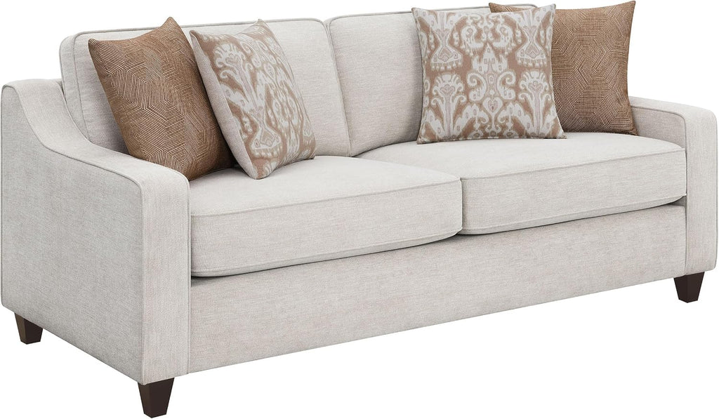Coaster Home Furnishings - Christine - 2-Piece Woven Chenille Upholstered Sofa and Loveseat Set with Sloped Arms - Transitional - Living Room - Beige - 552061-S2