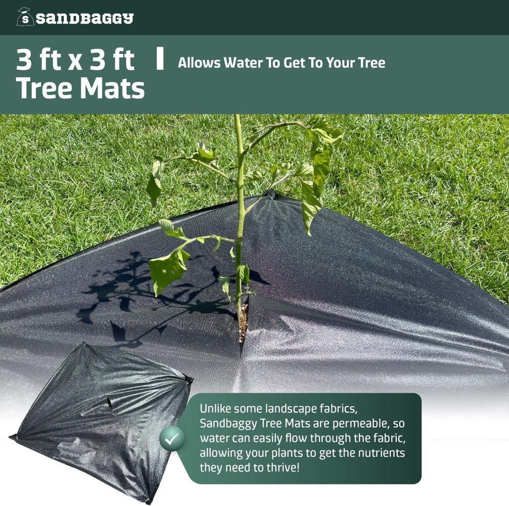 Sandbaggy Tree Mats 3 ft x 3 ft | Fabric Stops Weeds in Its Tracks | UV Protected for Extended Life | for Landscape, Weed Barrier, Ground Cover, Farming, Garden | DOT Approved (Pack of 200)