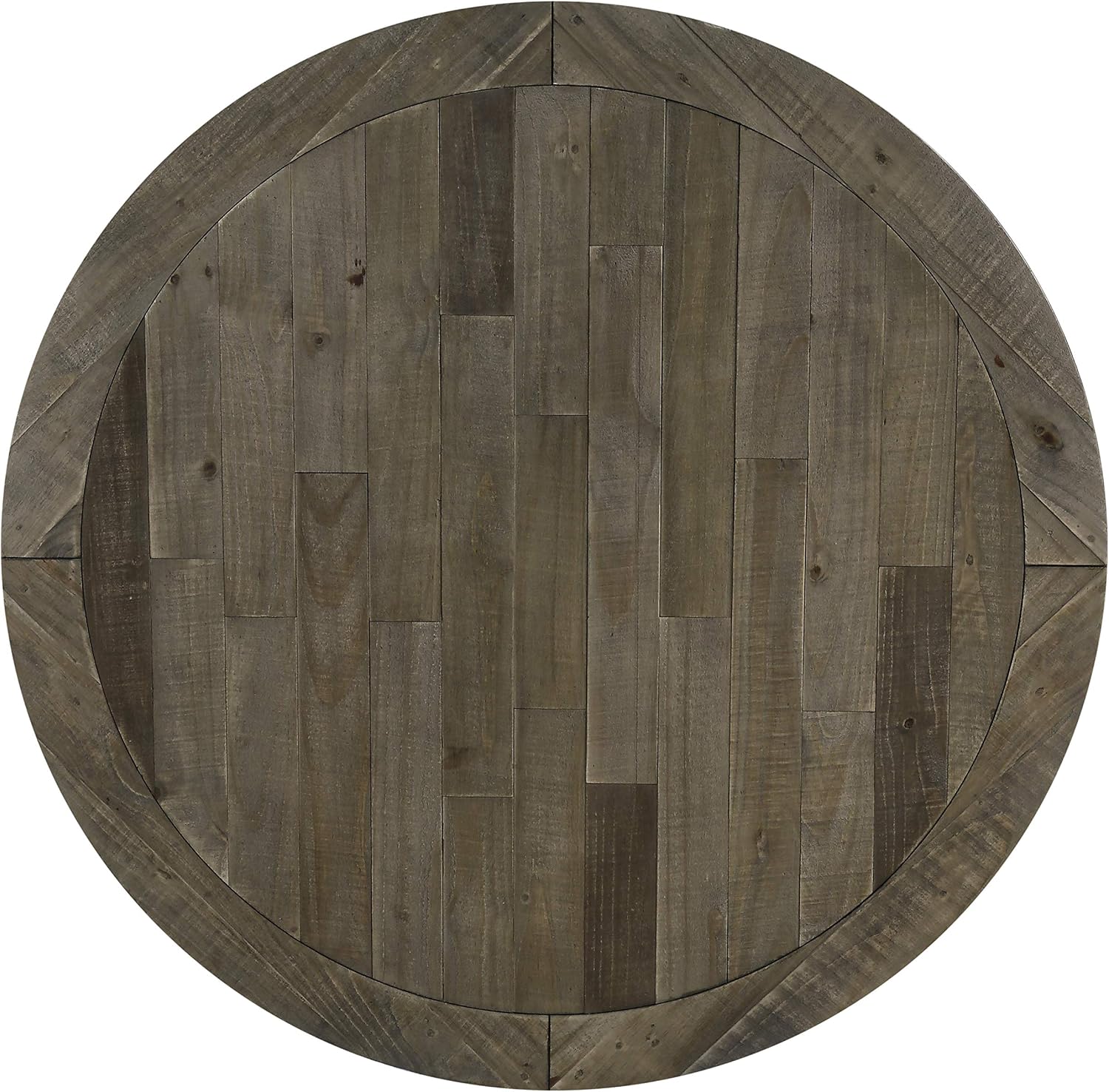 Roundhill Furniture Prato 5-Piece Round Dining Table Set with Cross Back Chairs, Antique Blue and Weathered Walnut