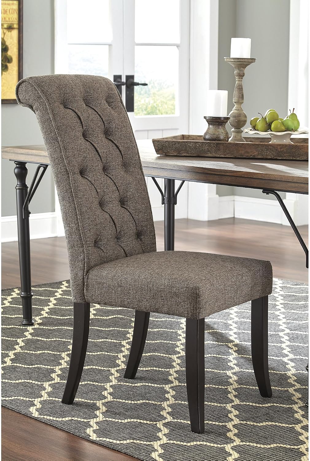 Signature Design by Ashley Tripton Classic Tufted Upholstered 19.63' Armless Dining Chair, 2 Count, Brownish Gray