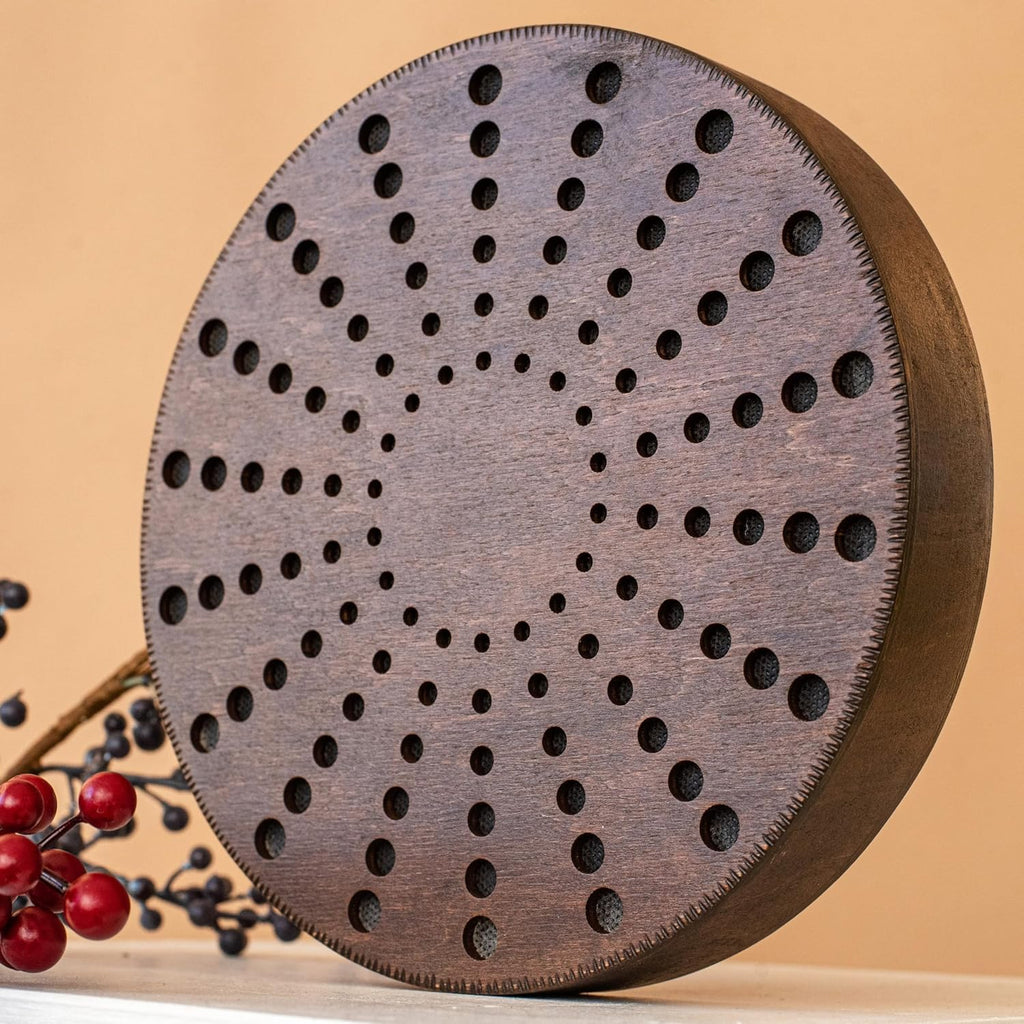 Rain-Fall Disc, 8.6 Inch (22 cm) Wooden Ocean Drum, Gentle Rain Sound for Sound Bath, Meditation & Sound Healing, Sound Ripples Design