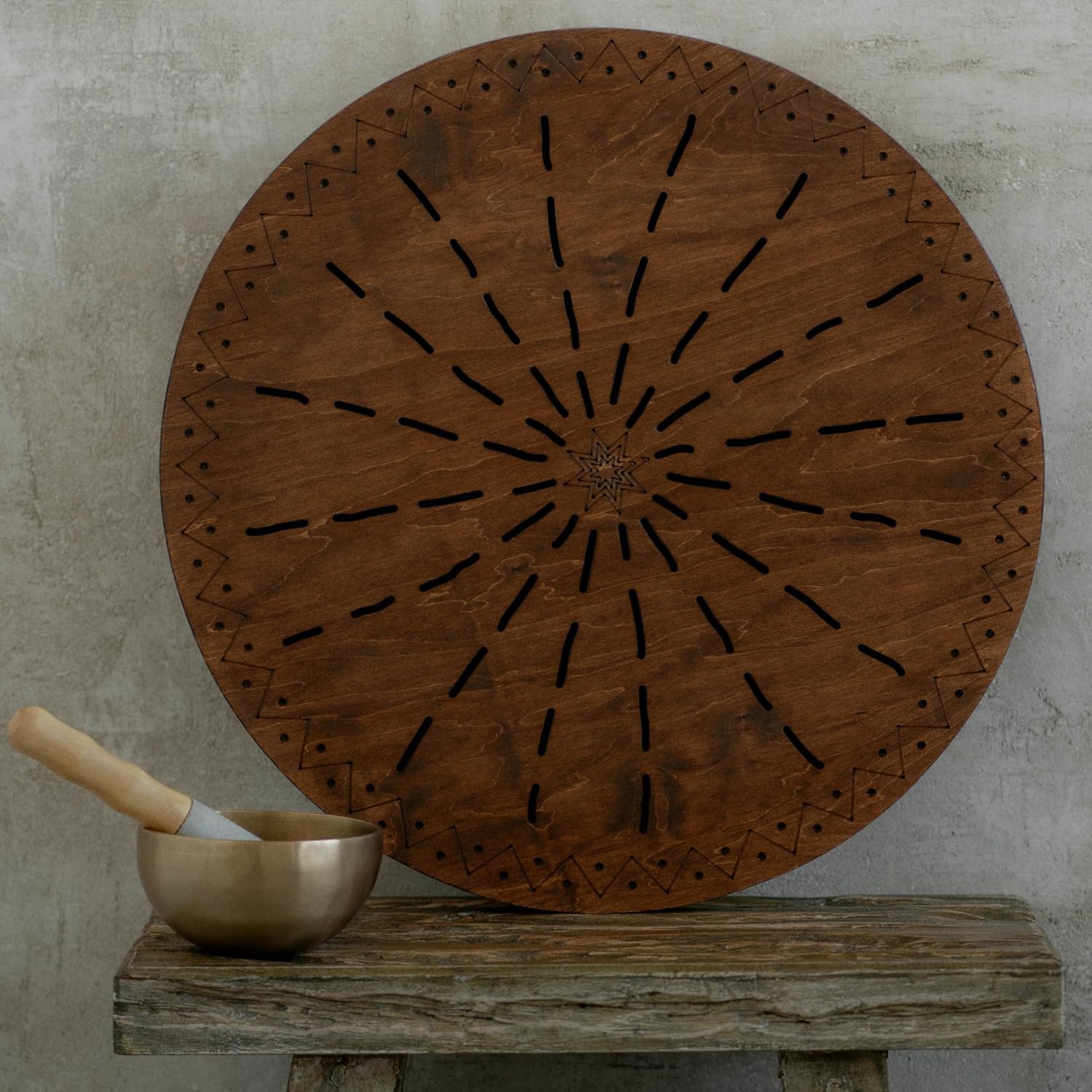 Water-Fall Disc — Wooden Ocean Drum, Geyser, 19.5' (50 cm) | Deep Ocean Waves & Waterfall Sound for Sound Bath, Meditation & Sleep | With Protective Bag