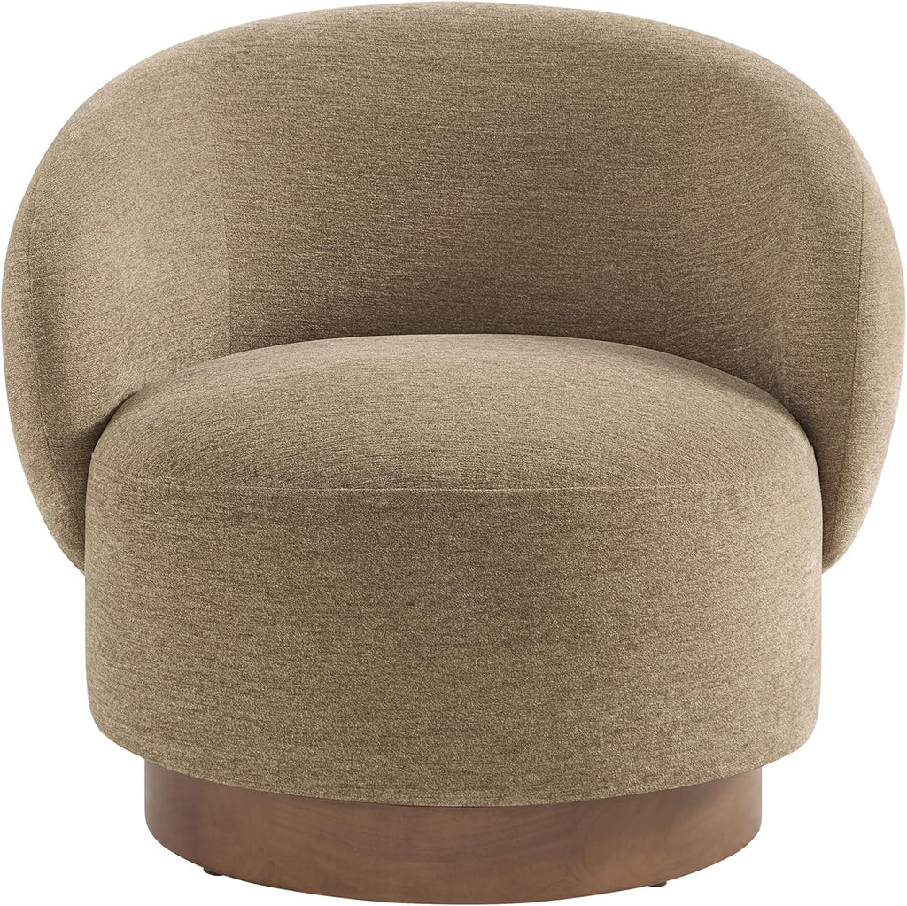KISLOT Swivel Accent Chair Modern Round Barrel Armchair with Upholstered Performance Fabric for Living Room Bedroom Waitingroom,2 Box,Brown