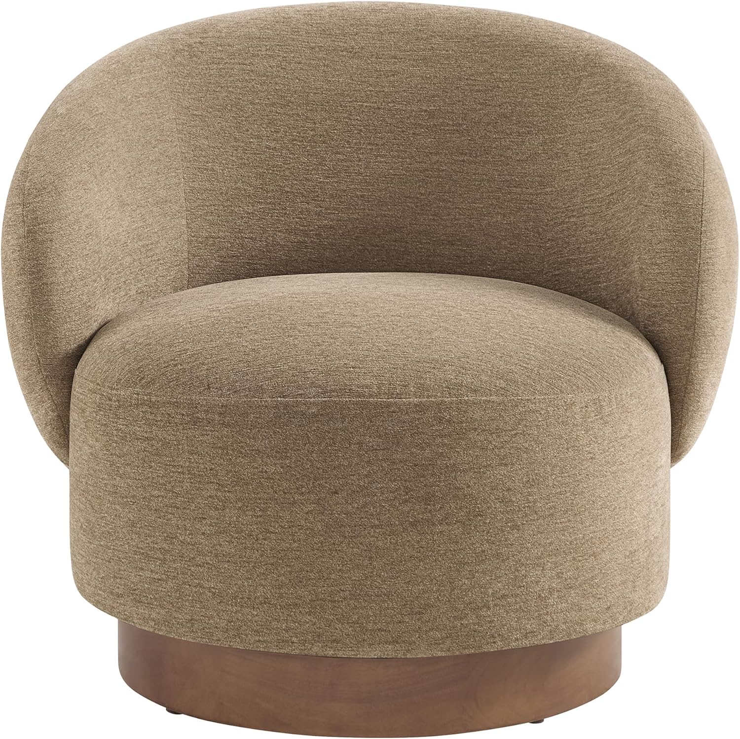 KISLOT Swivel Accent Chair Modern Round Barrel Armchair with Upholstered Performance Fabric for Living Room Bedroom Waitingroom,2 Box,Brown