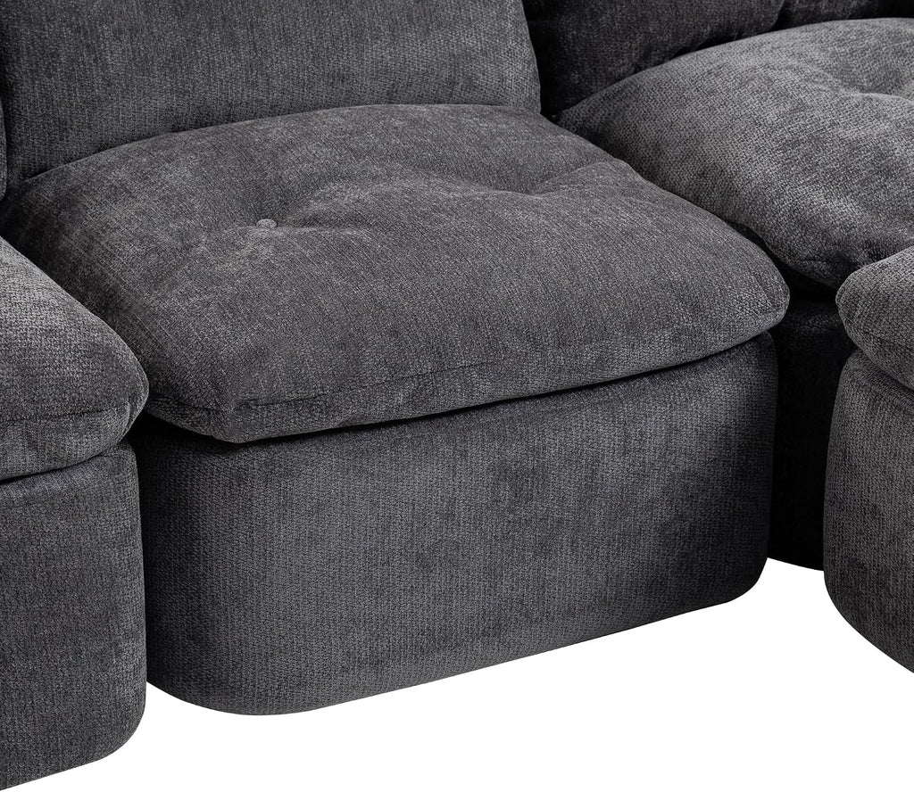 Tufted Cushions Cloud Sectional Boneless Sectional Sofa with Movable Ottoman, 112' Oversized Modular Convertible L Shaped Corner Couch with Deep Seat,Memory Foam Compressed Sofa