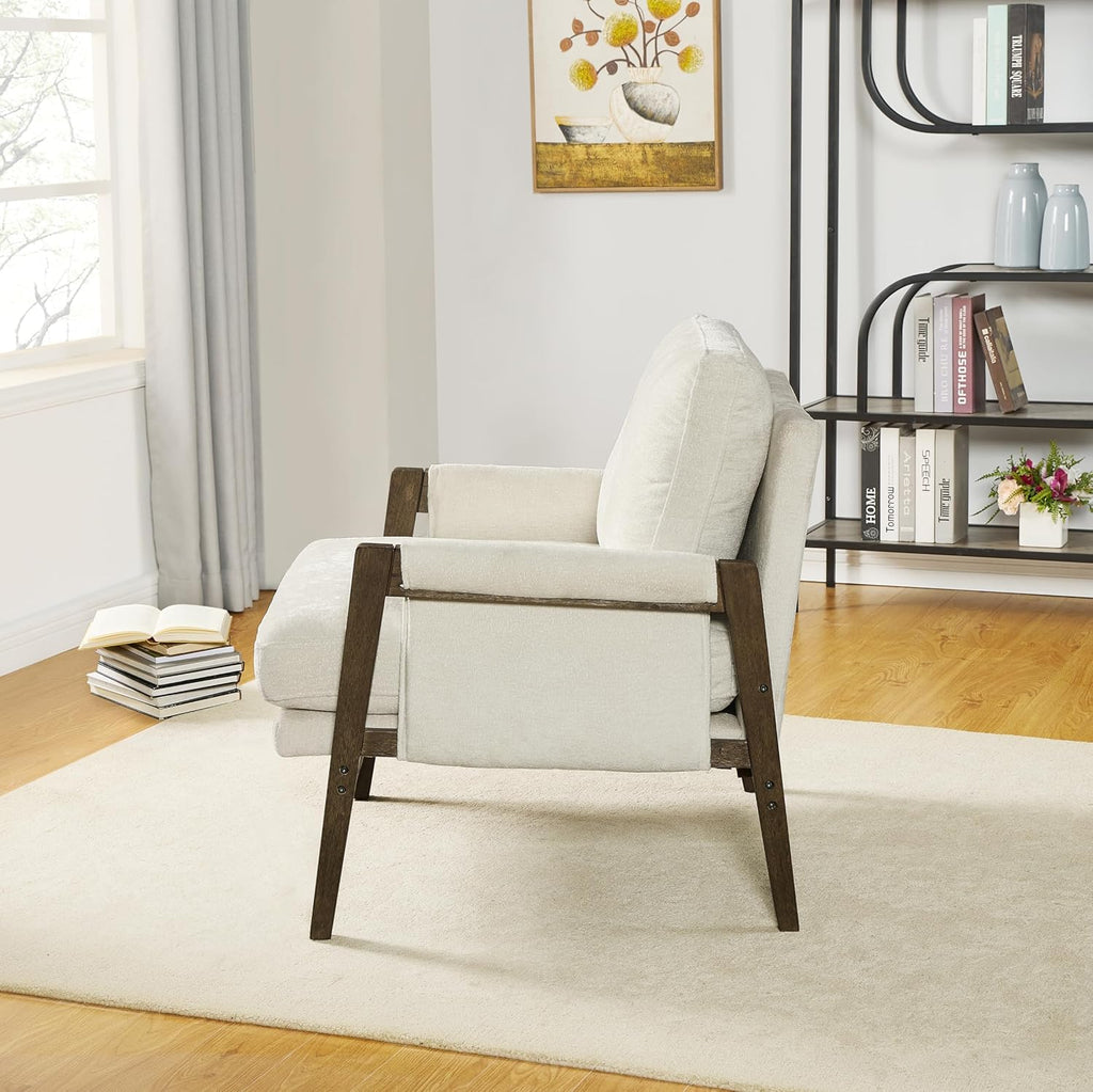 Roundhill Furniture Kelly Mid-Century Modern Accent Armchair, White