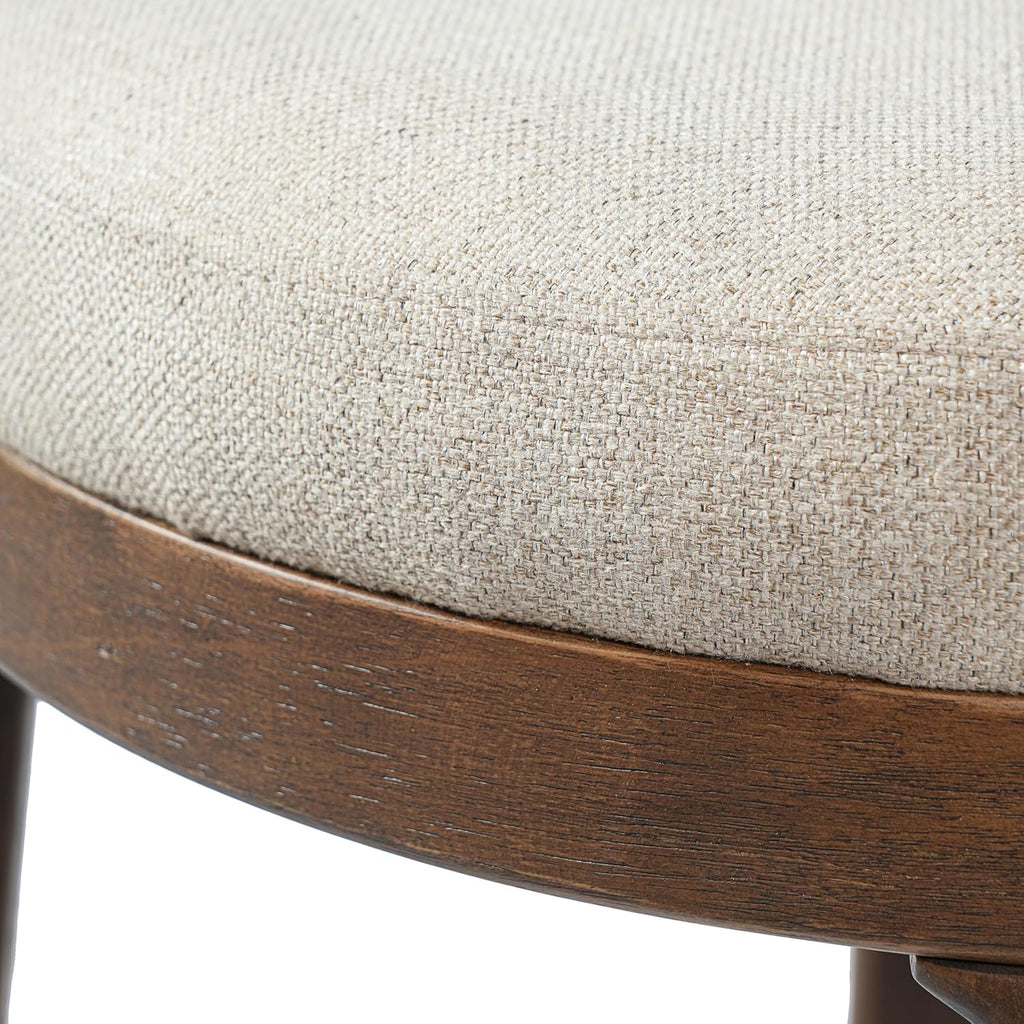 Christopher Knight Home Linhill 26.5' H Bar Stools Set of 4, Indoor Wooden Counter Stools with Round Upholstered Seat, Kitchen Stools, Rubberwood Frame with Footrest for Dining Island, Beige + Walnut