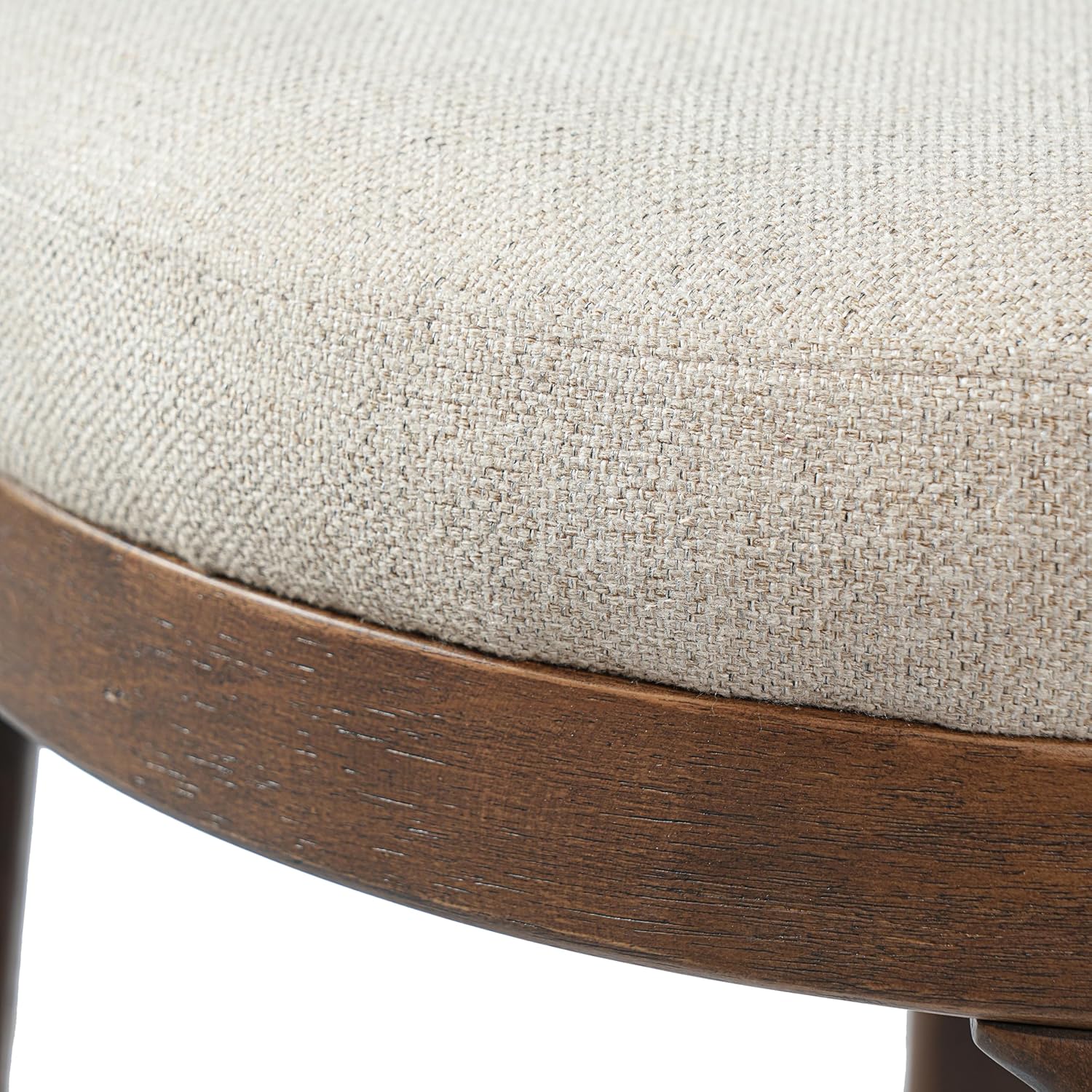 Christopher Knight Home Linhill 26.5' H Bar Stools Set of 4, Indoor Wooden Counter Stools with Round Upholstered Seat, Kitchen Stools, Rubberwood Frame with Footrest for Dining Island, Beige + Walnut