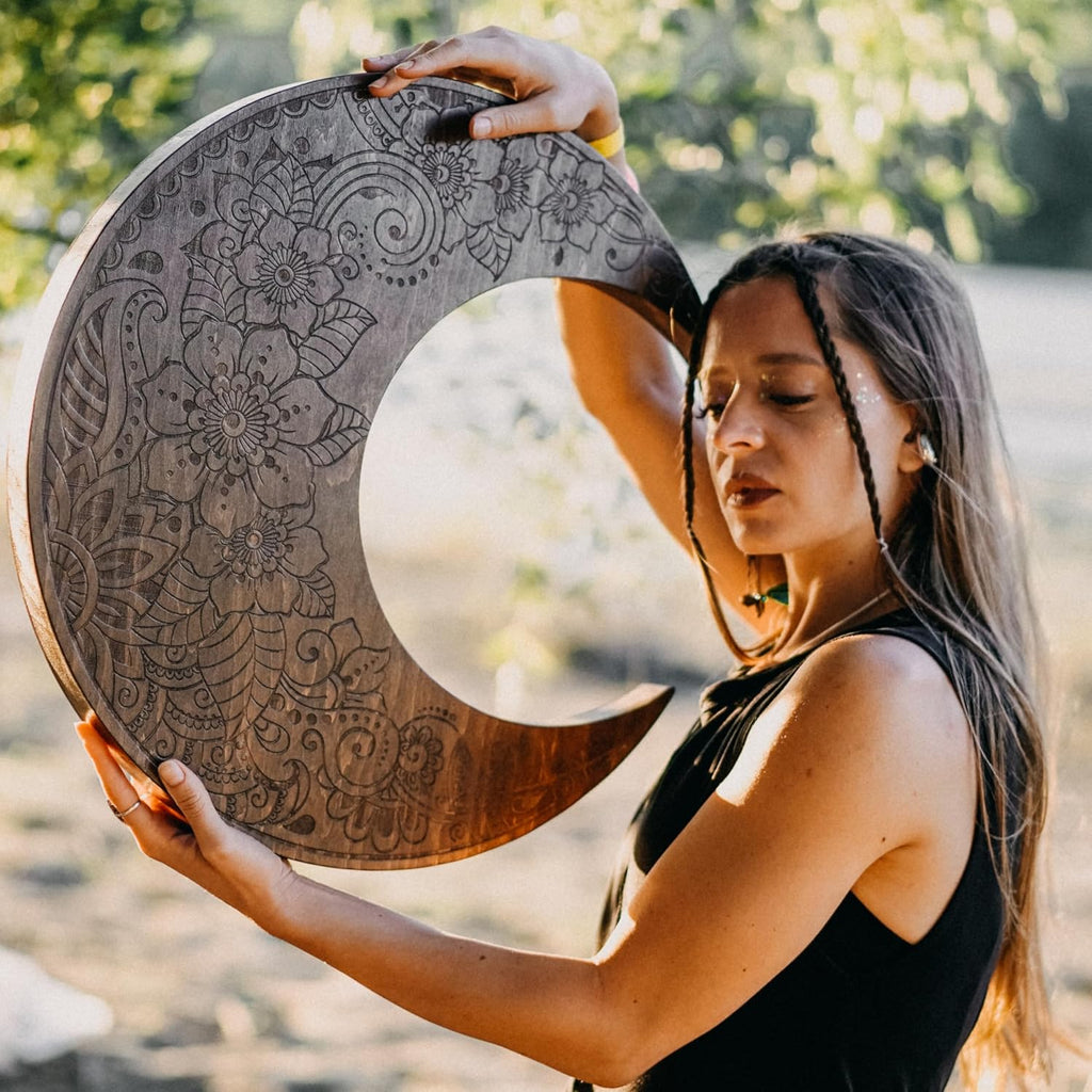 Crescent Ocean Disc 19.5 Inch (50 cm), Handmade Wooden Ocean Drum for Sound Healing, Meditation, Yoga & Sound Bath, Without Bag