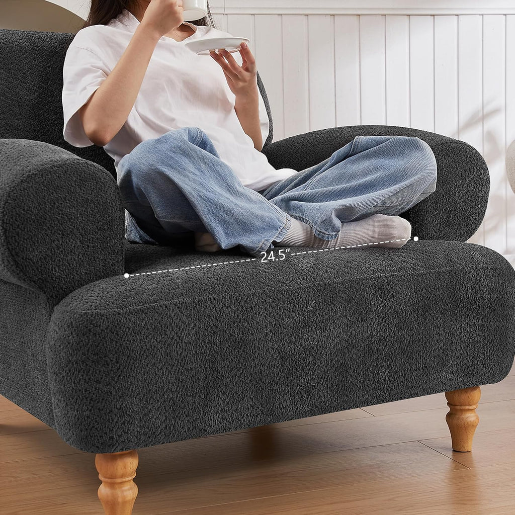 Mofolit 41.75' Oversized Modern Accent Chair w/Chenille Fabric,Wide& Round Arm, Single Sofa Chair for Bedroom,Living Room,Apartment,Study Room (1, Dark Gray)