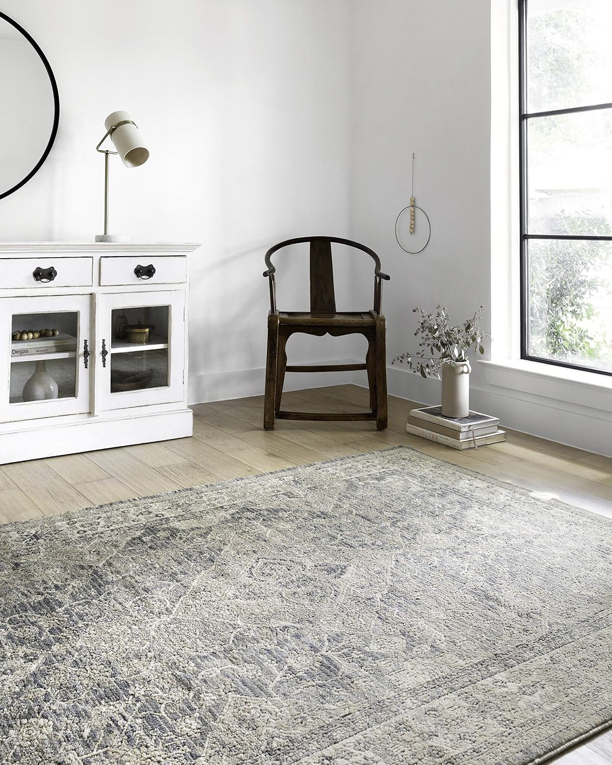 Loloi II Teagan Collection TEA-04 Sky/Natural 9'-9' x 13'-6', .25' Thick, Area Rug, Soft, Durable, Neutral, Woven, Low Pile, Non-Shedding, Easy Clean, Living Room Rug