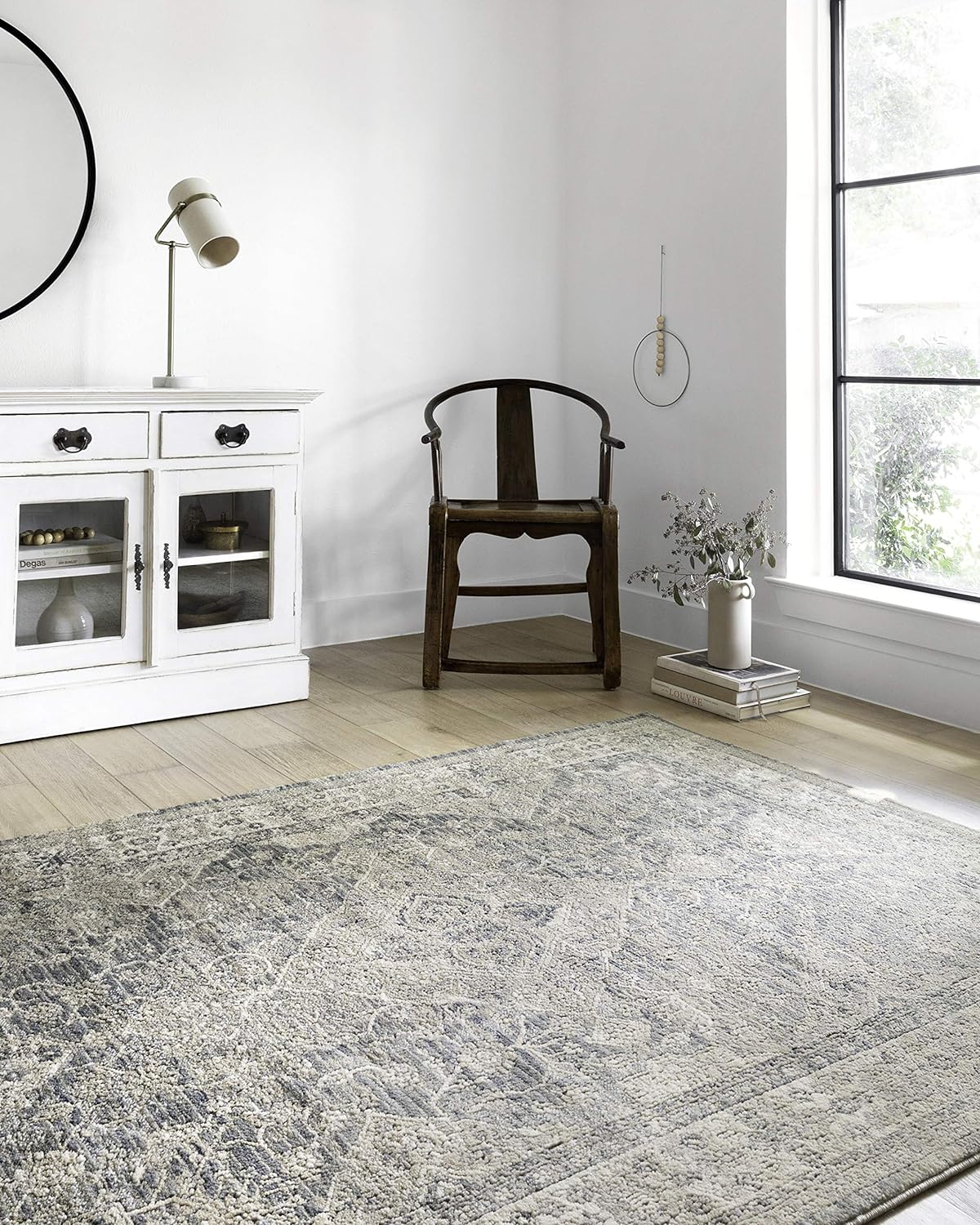 Loloi II Teagan Collection TEA-04 Sky/Natural 6'-7' x 9'-2', .25' Thick, Area Rug, Soft, Durable, Neutral, Woven, Low Pile, Non-Shedding, Easy Clean, Living Room Rug