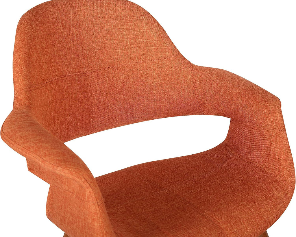 Armen Living Phoebe Mid Century Modern Accent Chair for Dining Table Kitchen Desk Vanity in Orange Fabric and Walnut Wood Finish