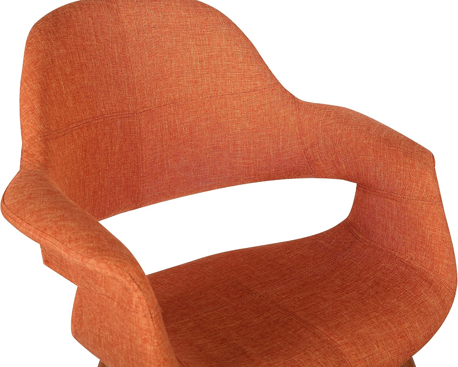 Armen Living Phoebe Mid Century Modern Accent Chair for Dining Table Kitchen Desk Vanity in Orange Fabric and Walnut Wood Finish