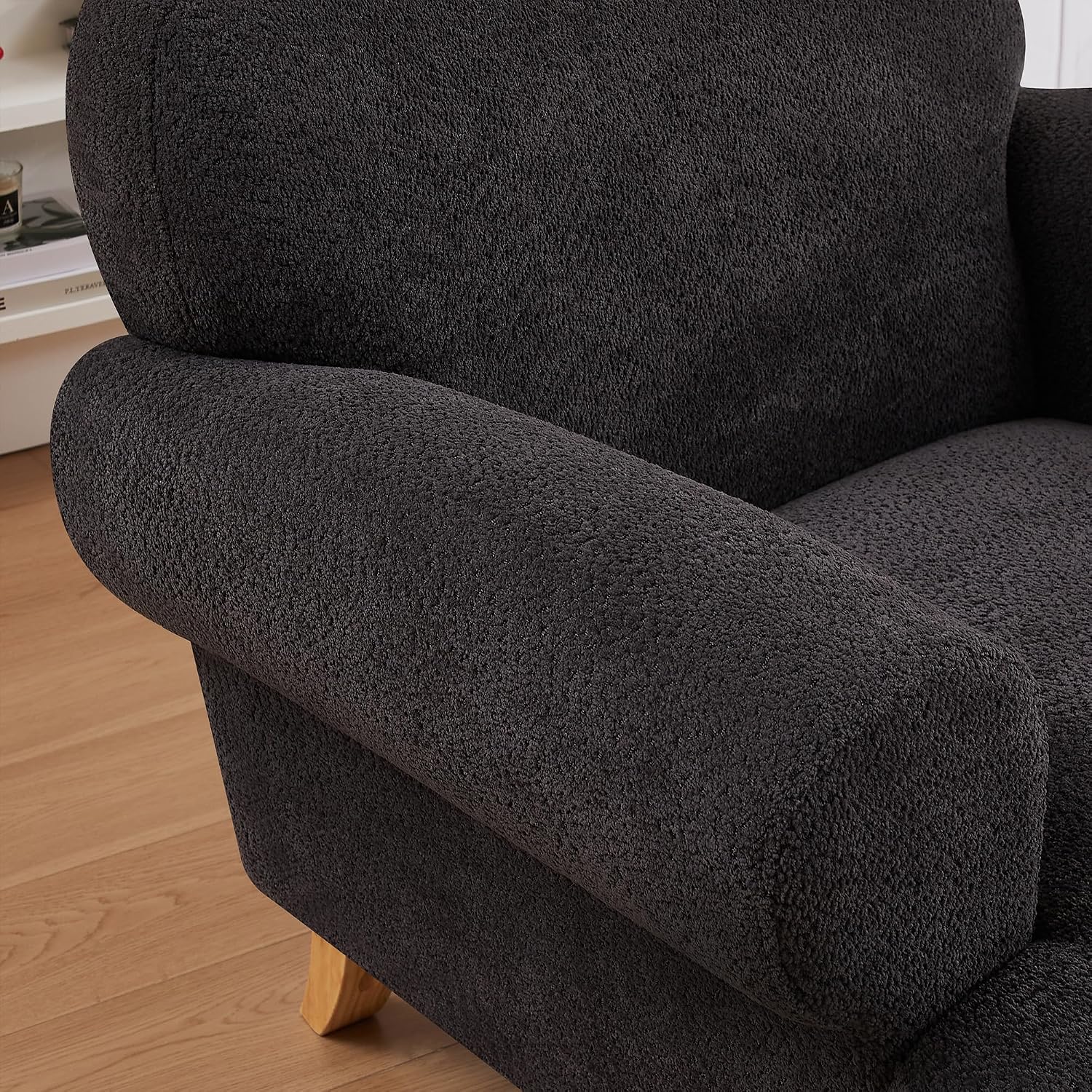 Mofolit 41.75' Oversized Modern Accent Chair w/Chenille Fabric,Wide& Round Arm, Single Sofa Chair for Bedroom,Living Room,Apartment,Study Room (1, Dark Gray)