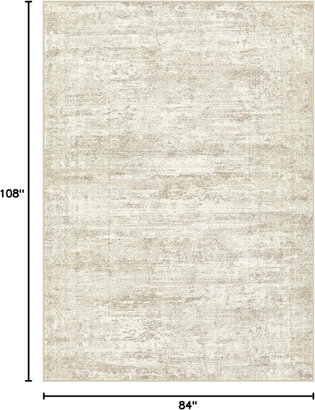 UERMEI 7x9 Area Rug Living Room Rugs - Washable Neutral Modern Abstract Soft Thin Rug Indoor Floor No Slip Rug Carpet for Bedroom Under Dining Table Home Office Decor - Beige/Brown