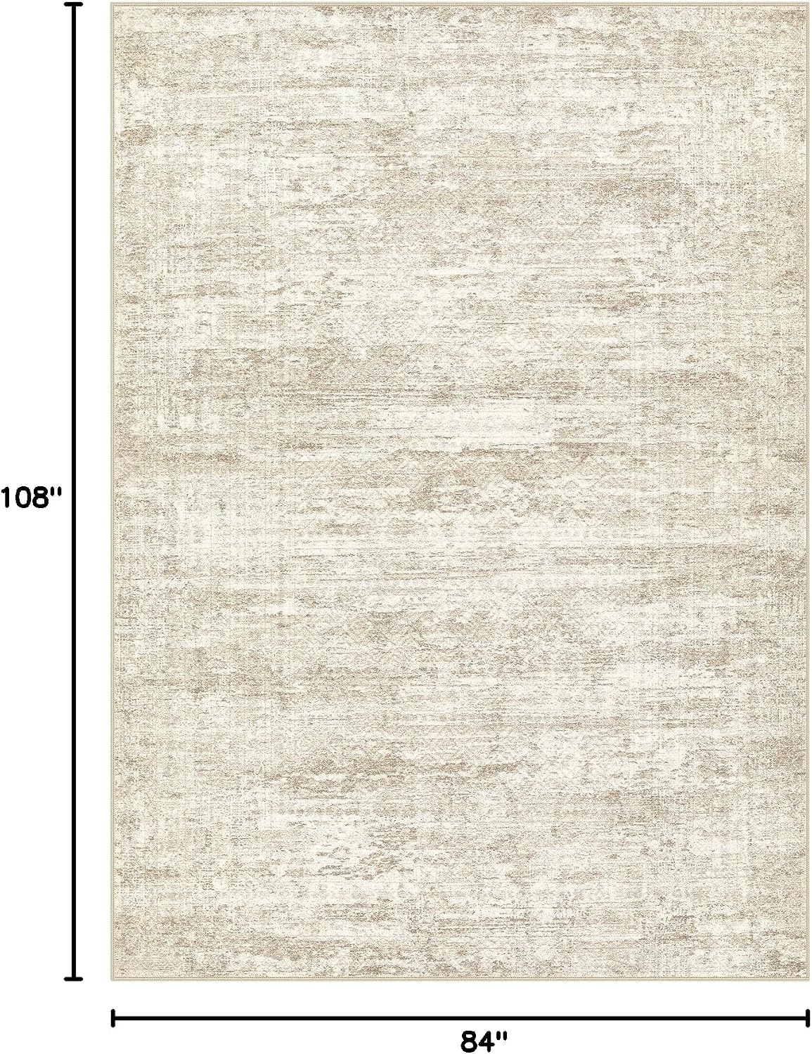 UERMEI 7x9 Area Rug Living Room Rugs - Washable Neutral Modern Abstract Soft Thin Rug Indoor Floor No Slip Rug Carpet for Bedroom Under Dining Table Home Office Decor - Beige/Brown