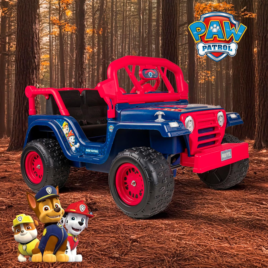 Paw Patrol 12V Kids Electric Ride-On Car, 2-Seater with Music, Sounds, Durable Wheels, Dual Seat Belts, Forward & Reverse Drive