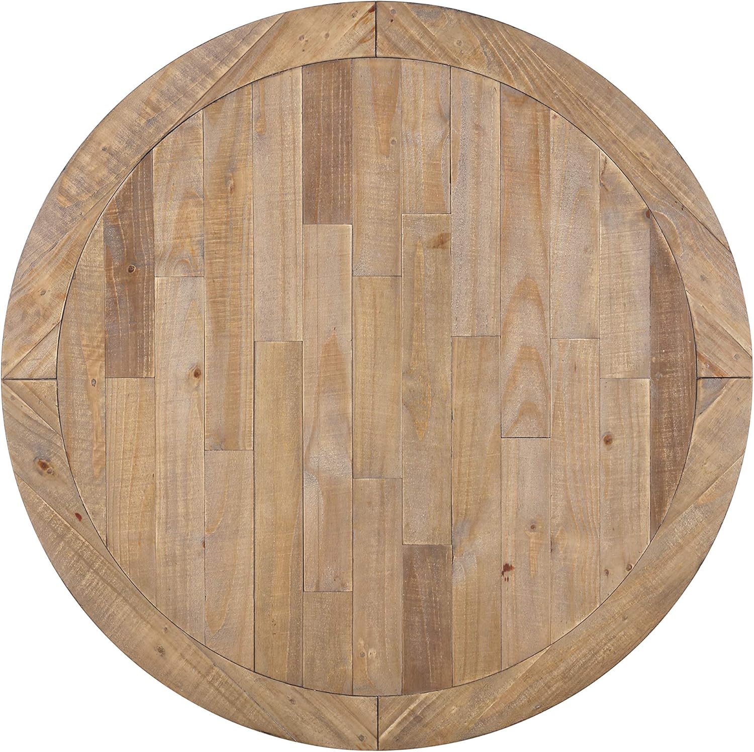 Roundhill Furniture Prato 5-Piece Round Dining Table Set with Cross Back Chairs, Antique White and Distressed Oak