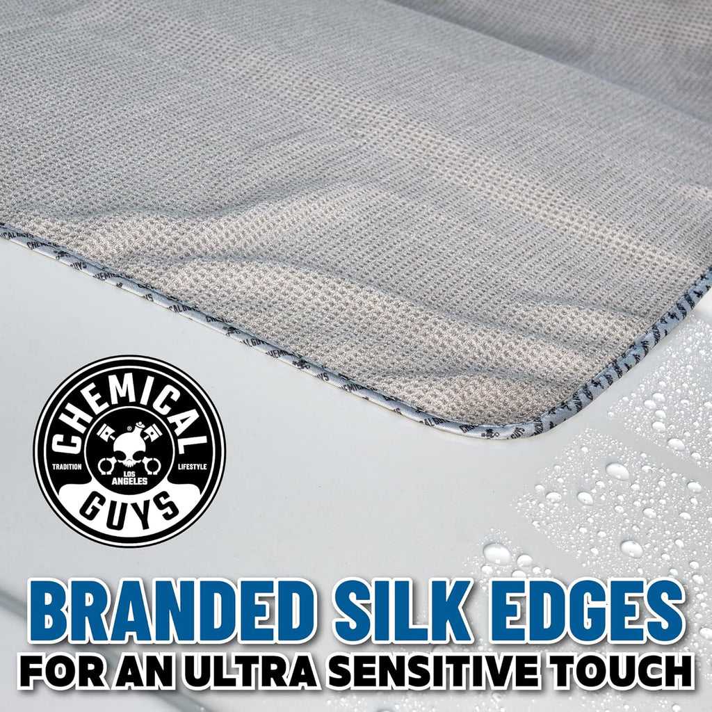 Chemical Guys Waffle Weave Gray Matter Microfiber Drying Towel - 25' x 36',Premium Blend Microfiber Towel with Soft-Banded Edging for Scratch-Free Car Drying,Ultra Absorbent,(Pack of 12)