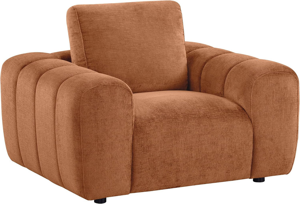 Coaster Home Furnishings - Burnett - Chenille Upholstered Accent Chair with Rounded Arms, Curved Shape, Attached Seat and Reversible Back Cushion - Living Room - Burnt Orange - 504953