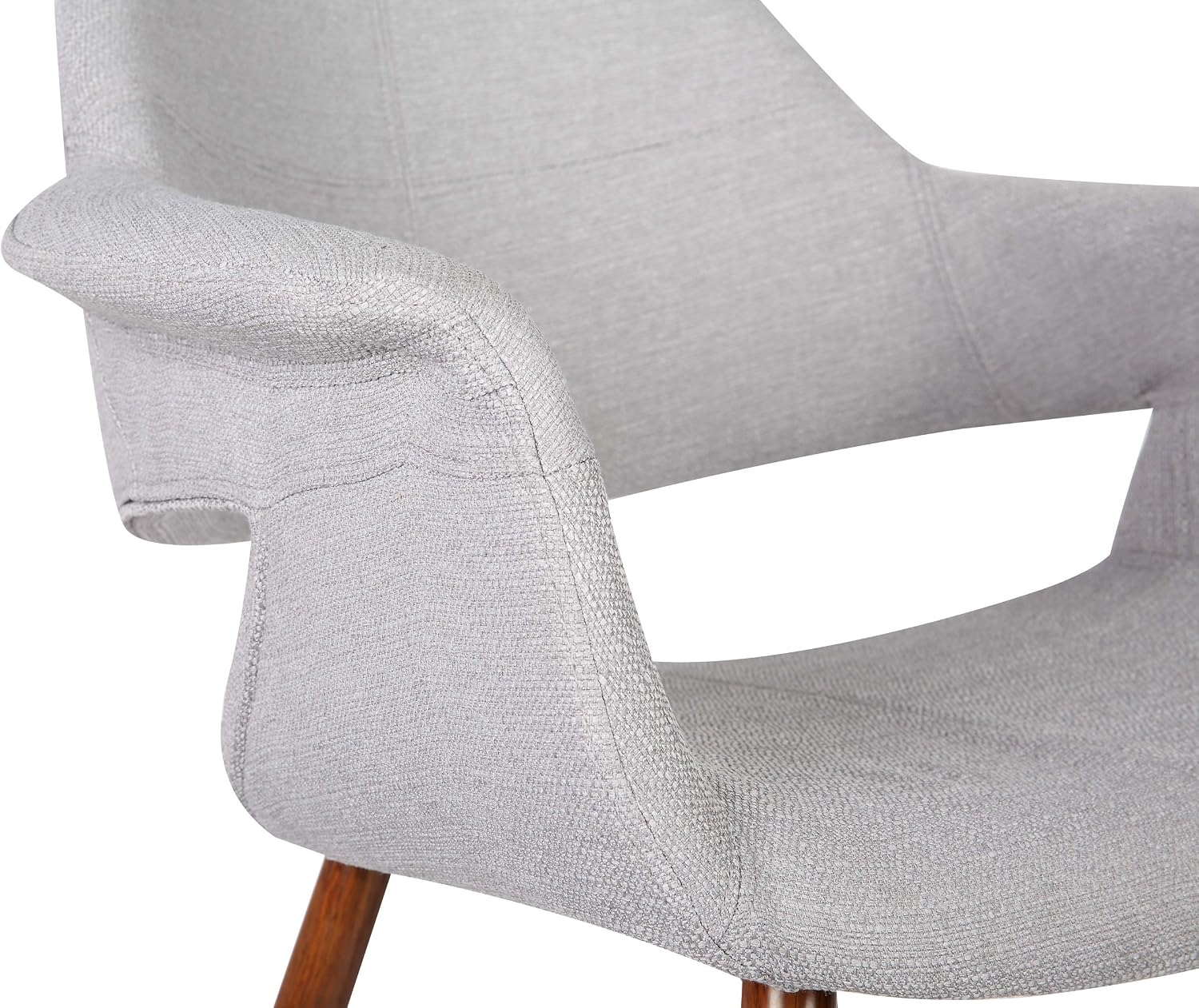 Armen Living Phoebe Mid Century Modern Accent Chair for Dining Table Kitchen Desk Vanity in Gray Fabric and Walnut Wood Finish
