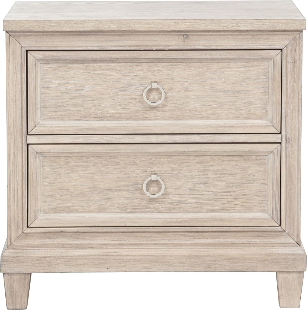 Coaster Home Furnishings - Pembroke - Wood - 2-Drawer Nightstand with Ring Pulls, Stepped Trim, Cable Access and Wood Grain Detail - Bedroom - Washed Oak - 215922