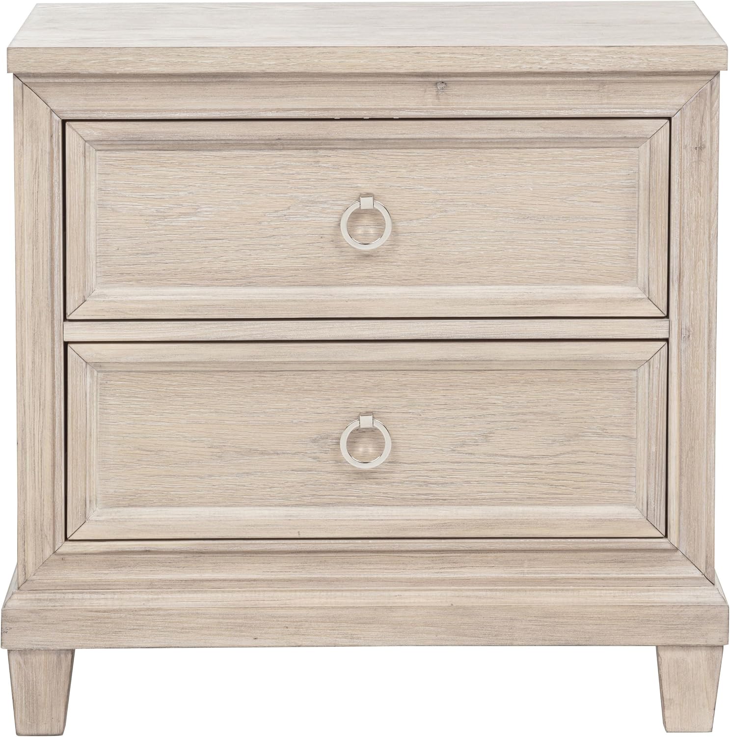 Coaster Home Furnishings - Pembroke - Wood - 2-Drawer Nightstand with Ring Pulls, Stepped Trim, Cable Access and Wood Grain Detail - Bedroom - Washed Oak - 215922
