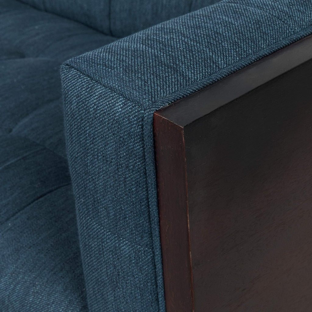 McLarnan Tufted 3 Seater Sofa - Navy Blue/Brown