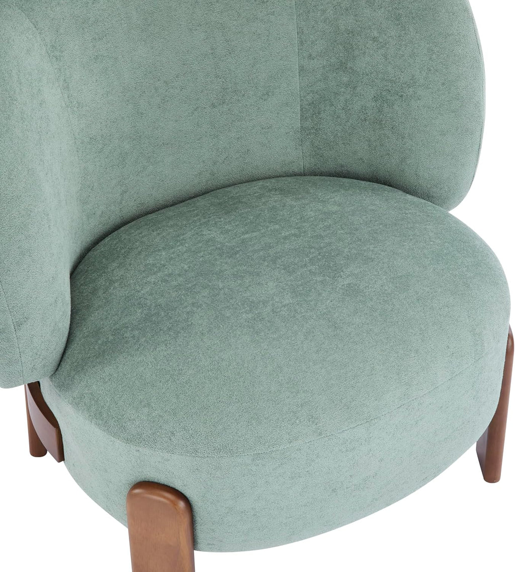 Christopher Knight Home Lily Solid Wood Wingback Accent Chair, Fabric Upholstered Club Chair, Curved Backrest Single Sofa, Comfy Reading Lounge Chair for Living Room, Soft Cushion Seating, Green